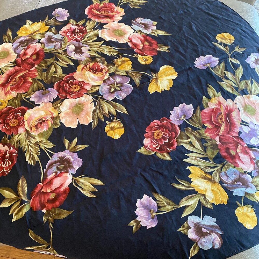 Vintage Silk Floral Scarf - Some Flaws
